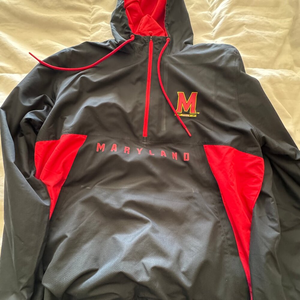 WINDBREAKER Jacket University of Maryland Large Under Armour Black Red